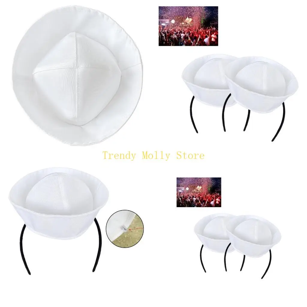 

N5KB Captain Hat with Hair Hoop Costume for Women Men Teenagers for Sailor Party Decoration Costume Cosplay Dress-up