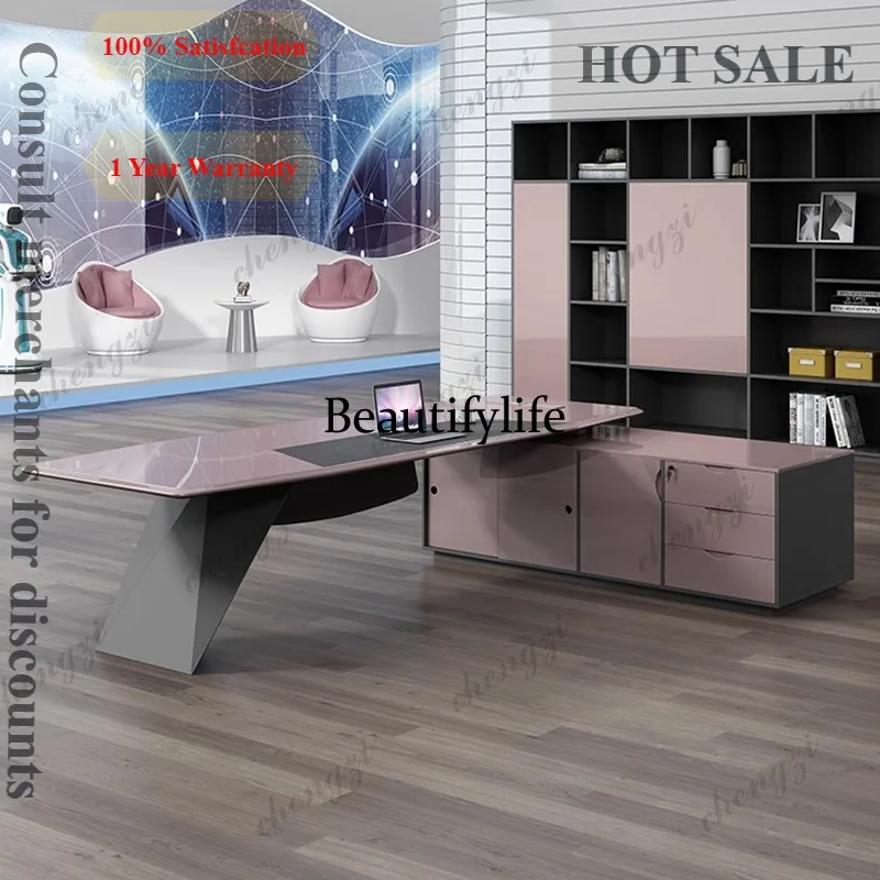 B573 Painted Beautiful Office Desk Colorful Supervisor Manager Bench Office Desk Creative Boss Office Furniture Der Schreibtisch