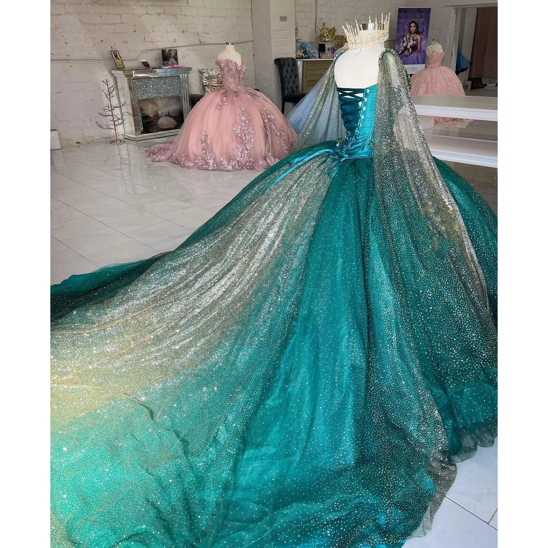 Novo verde de luxo quinceanera vestidos 2022 para doce 15 meninas miçangas cristal espartilho vestidos princesa festa aniversário vestido baile