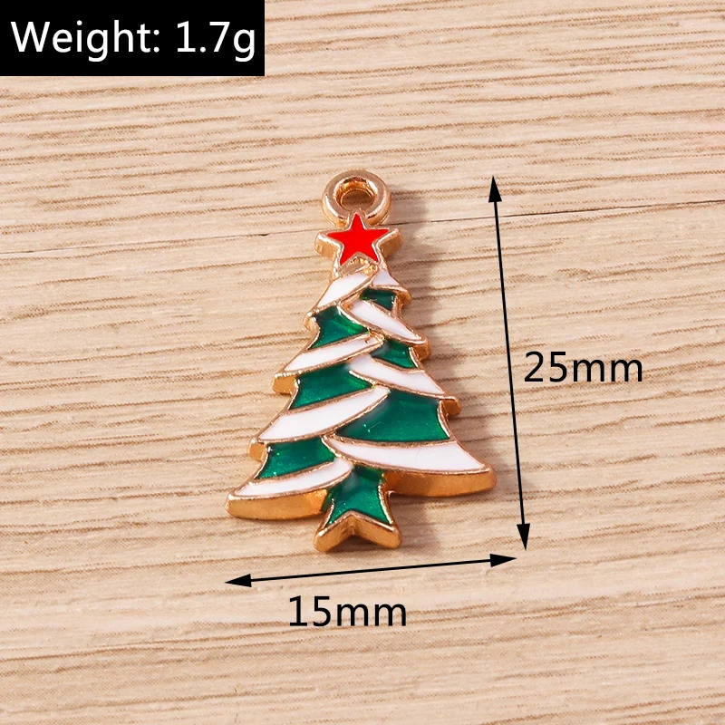 10 Stück gemischte Emaille-Weihnachtsbaum- und Rentier-Anhänger für Schmuckherstellung, Ohrhänger, Halsketten, Armbänder, DIY-Bastelzubehör – Detail 9