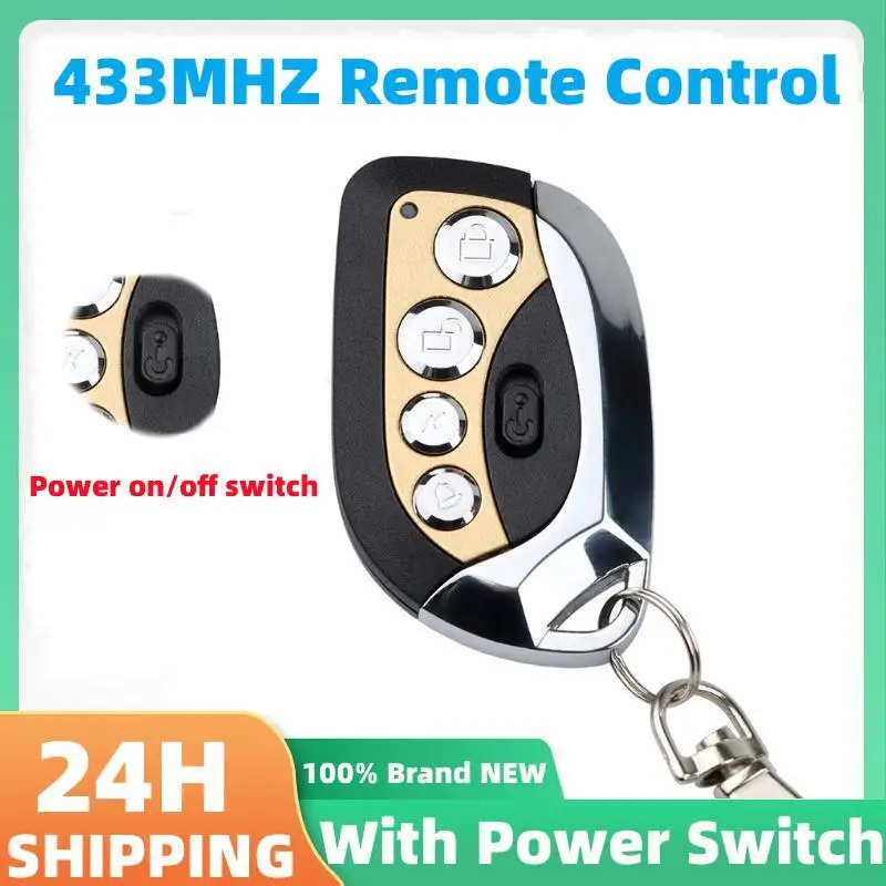 433MHz Wireless Auto Remote Control Duplicator with Power Switch Battery Adjustable Frequency Car Keychain for Alarm Motorcycle