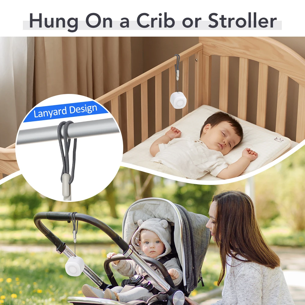 آلة صوت الضوضاء البيضاء المحمولة آلة نوم الطفل مع 10 أصوات مهدئة 7 ألوان ضوء الليل 4 الموقت جهاز مساعد النوم الصغير