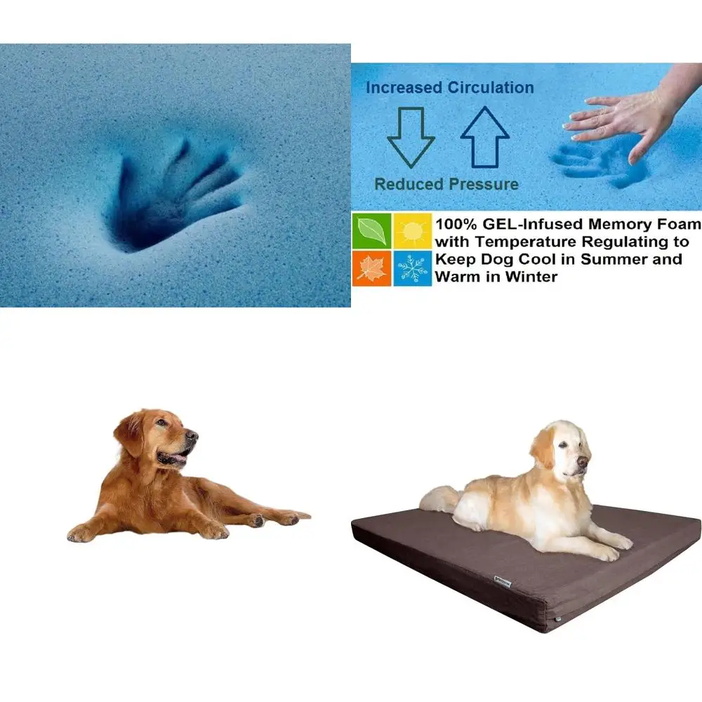 

Ортопедическая лежанка для собак Jumbo из пены с эффектом памяти, с водонепроницаемым покрытием, съемным моющимся джинсовым чехлом и дополнительным чехлом, подходит для клетки 48x30.