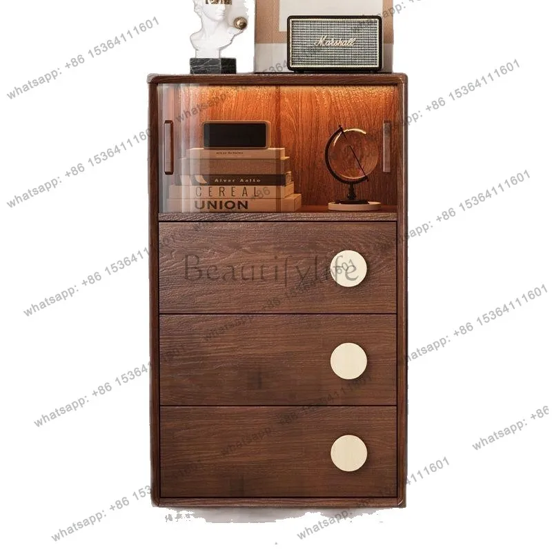 

2026 Solid wood chest living room wall storage drawer locker