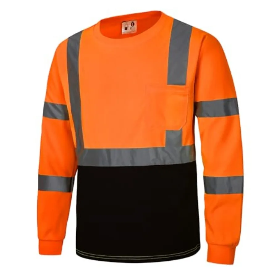 

SKSAFETY High Visibility Safety Shirts with Reflective Strips for Men, Class 2 Reflective Long Sleeve Shirts