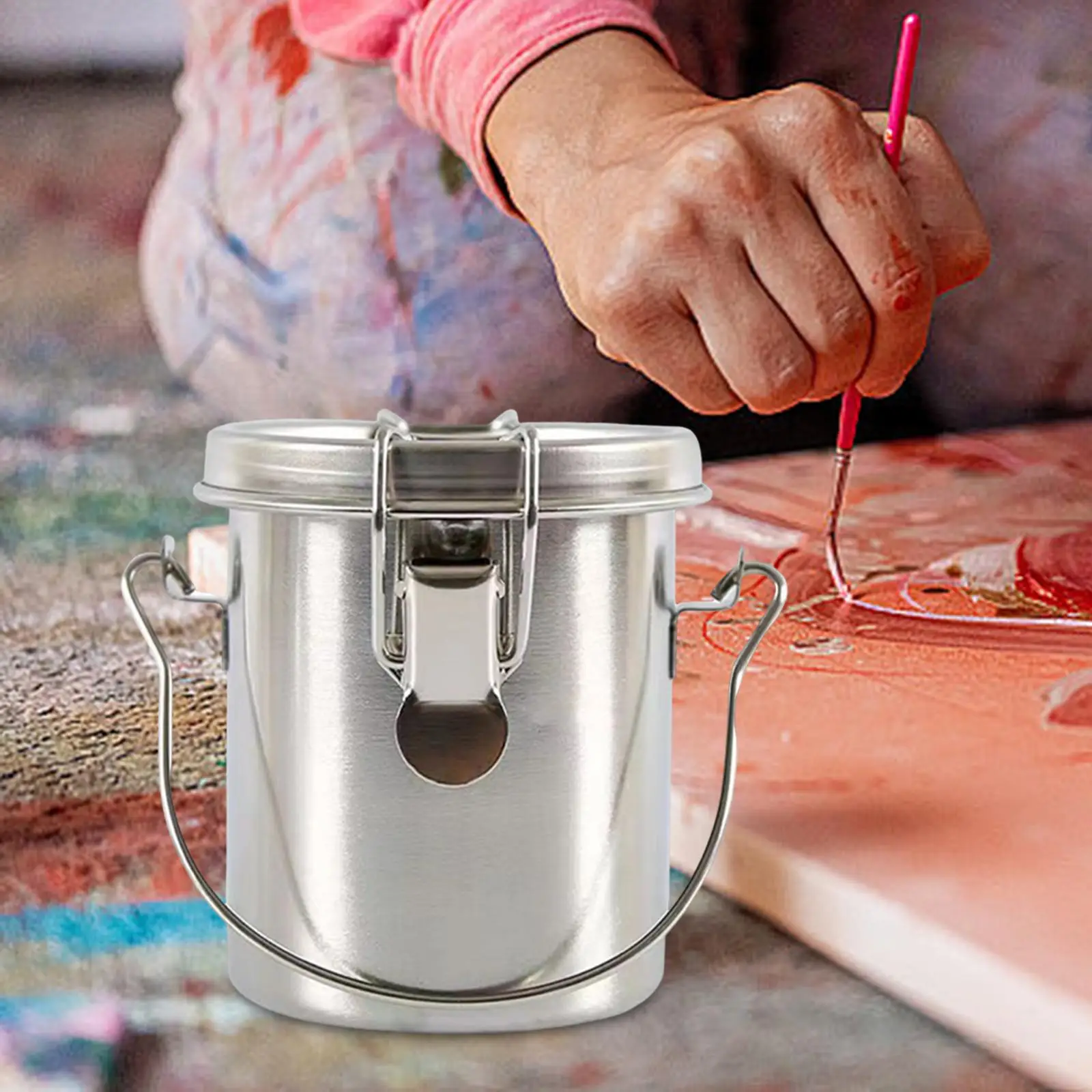 Szczotka ze stali nierdzewnej myjka z wyjmowanym filtr siatkowy przenośnym środkiem do czyszczenia pędzel do przybory do akwareli malarstwa olejnego