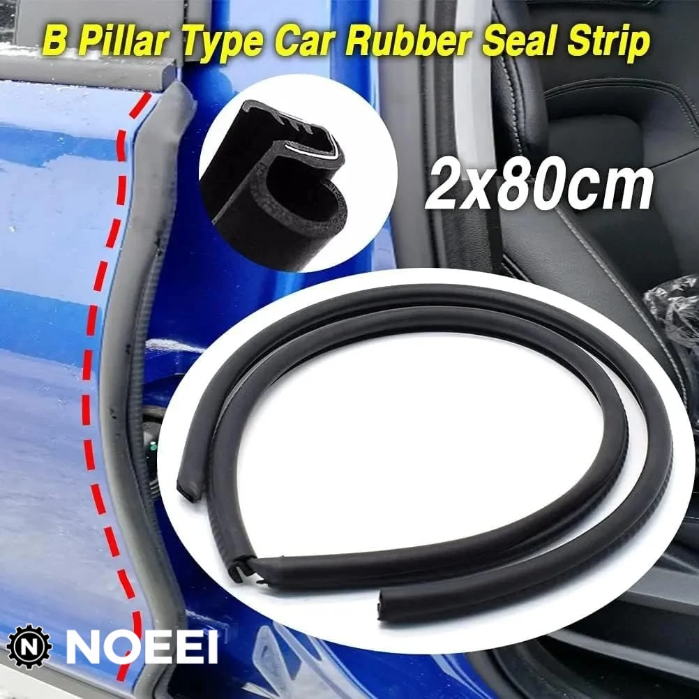 NOEEI New Arrival 2x Car SUV B Pillar Door Edge Weatherstrip Soundproof Seal Strip Sealing Rubber
