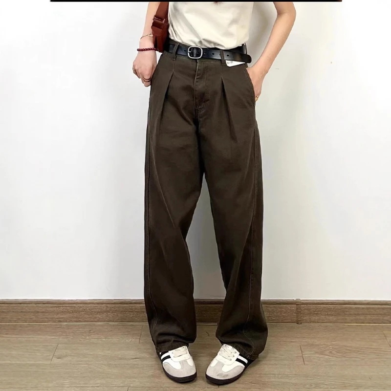 

Autumn and Winter Retro Japanese High Waist Denim Straight Women's Trousers