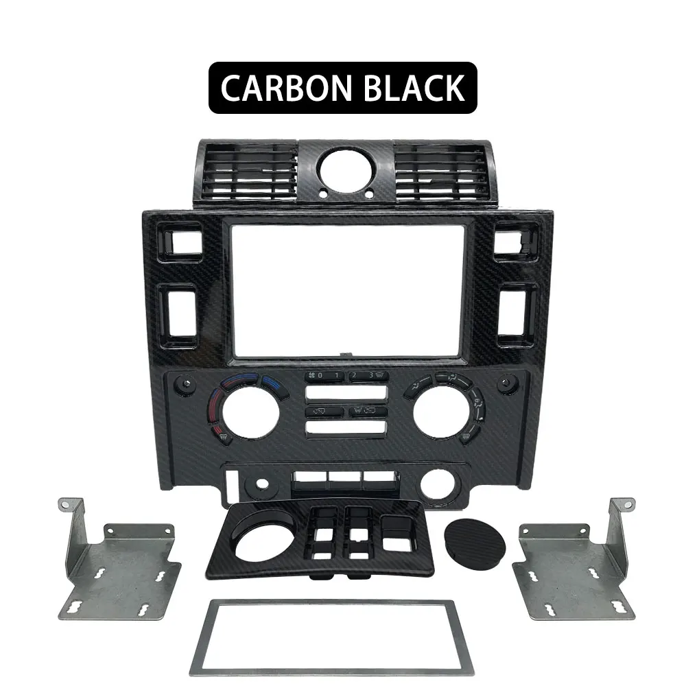 Car Styling Stereo Double 2 Din Dash Kit Dashboard Center Console for Defender Glossy Black Matt Black CARBON LOOK