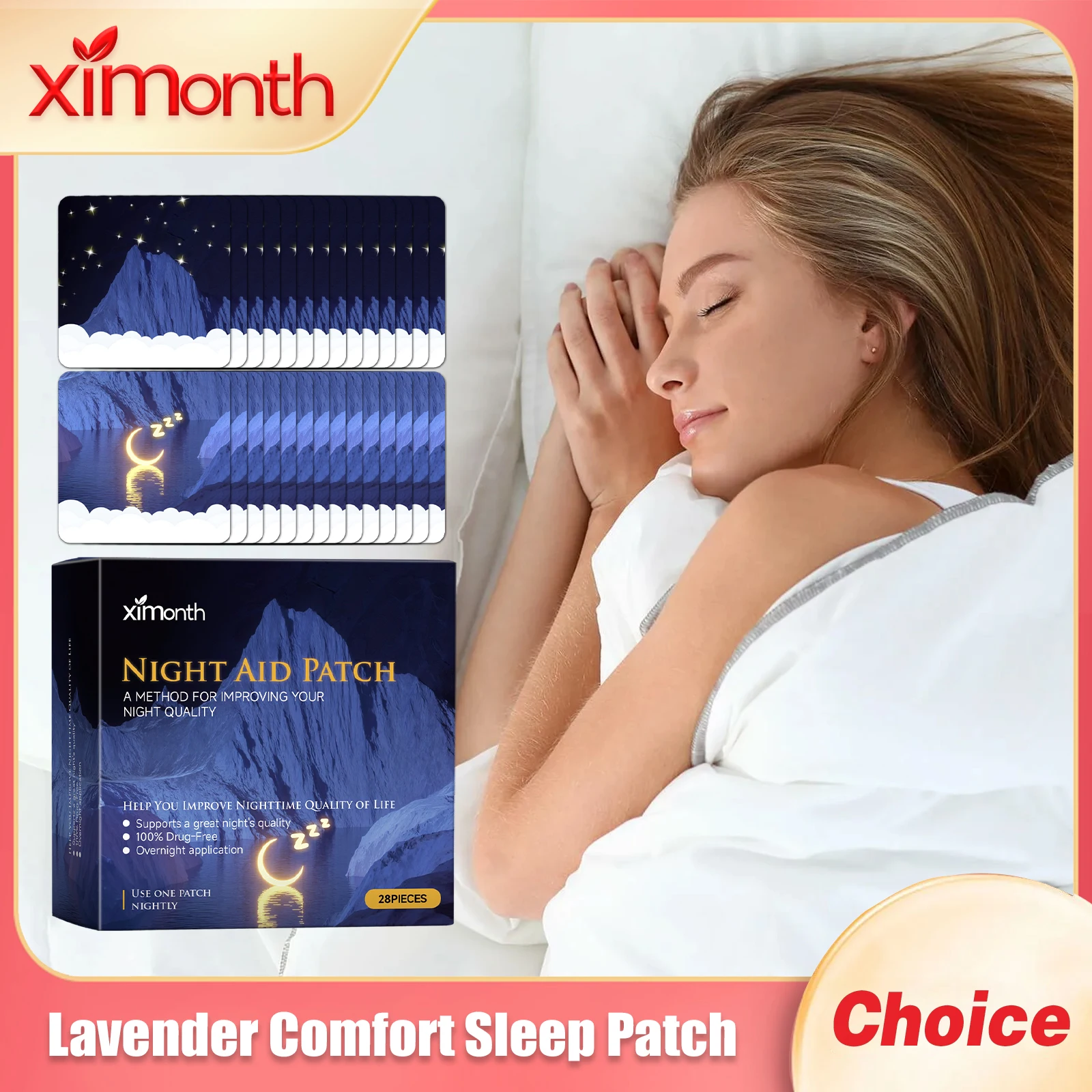 

Ximonth Lavender Comfort Sleep Patch Relieve Stress Reduce Insomnia Comfortable Nighttime Kids Adults Deep Sleeping Care Patches