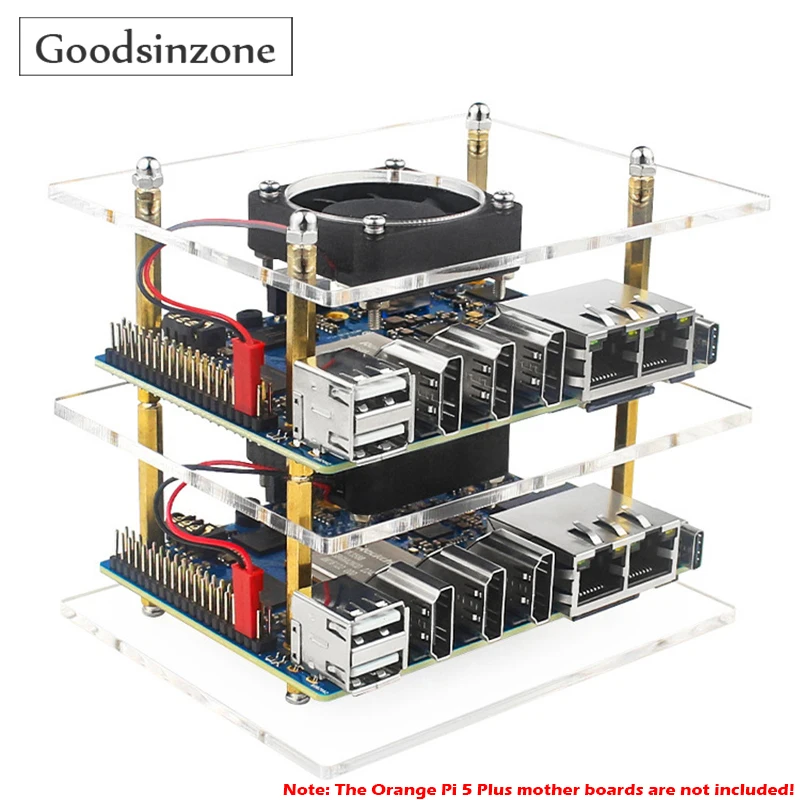 2 Layers Cluster Case Set for Orange Pi 5 Plus,Case with Cooling Fan Kit Cooler Shell for Orange Pi5 Plus Motherboard (2-Layers)