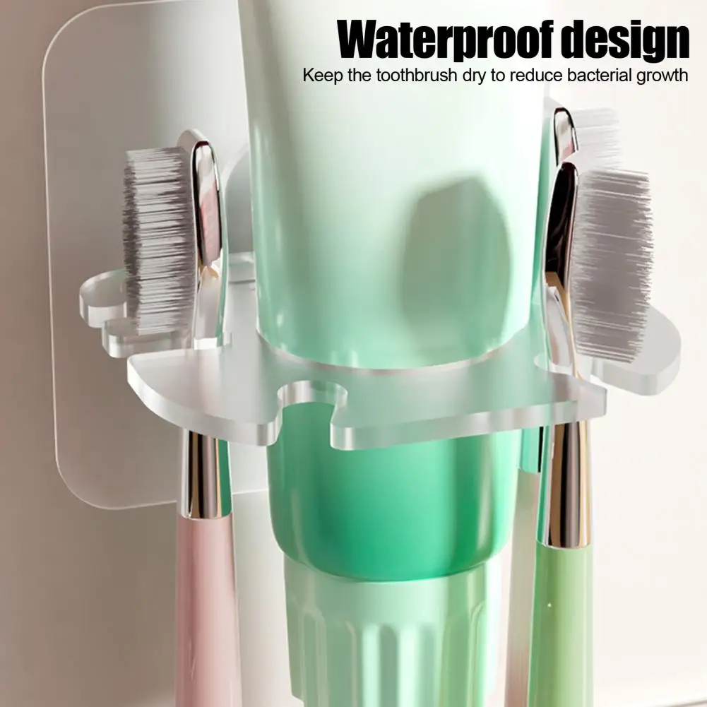 Multi Hole Toothbrush Stand Wall Mounted Toothbrush Holder with Toothpaste Slot Self Adhesive Bathroom for Toothbrushes