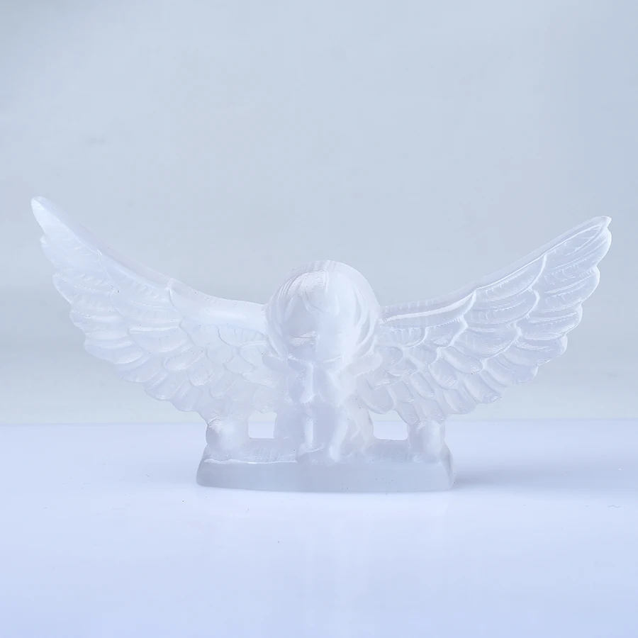1PC Natural White Selenite Angel Wings Girl Figurine Raw Crystals Hand Carved Girls Gypsum Crystal Healing Stone Decor DIY Gifts