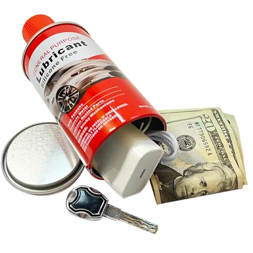 Caja de seguridad oculta, bote seguro de desviación de lubricante con bolsa a prueba de olores de calidad alimentaria con compartimento para llaves, efectivo y objetos de valor