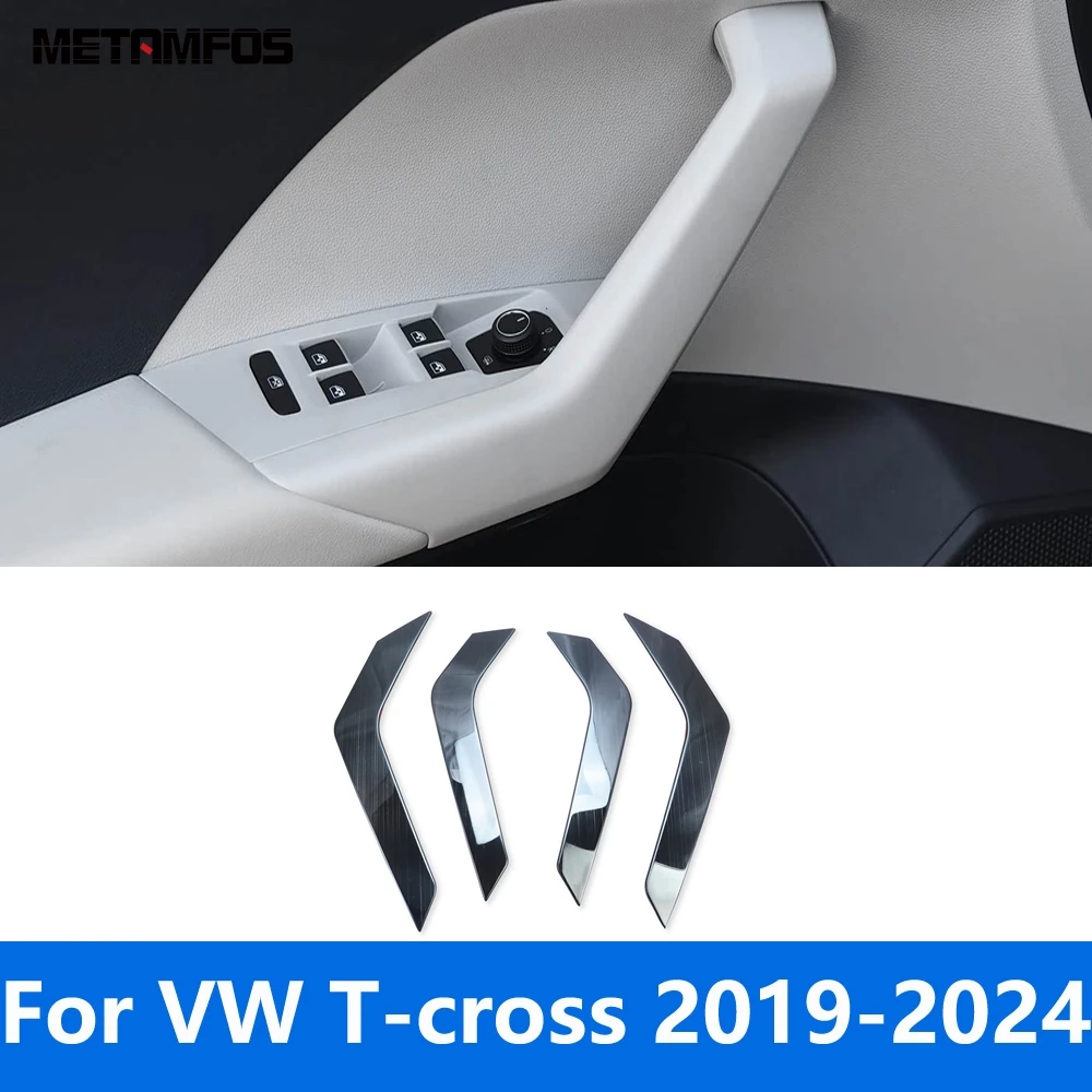 

Для Volkswagen VW T-cross Tcross 2019-2023 2024, стальной внутренний дверной подлокотник, ручка, накладка, молдинг, наклейка, аксессуары для интерьера
