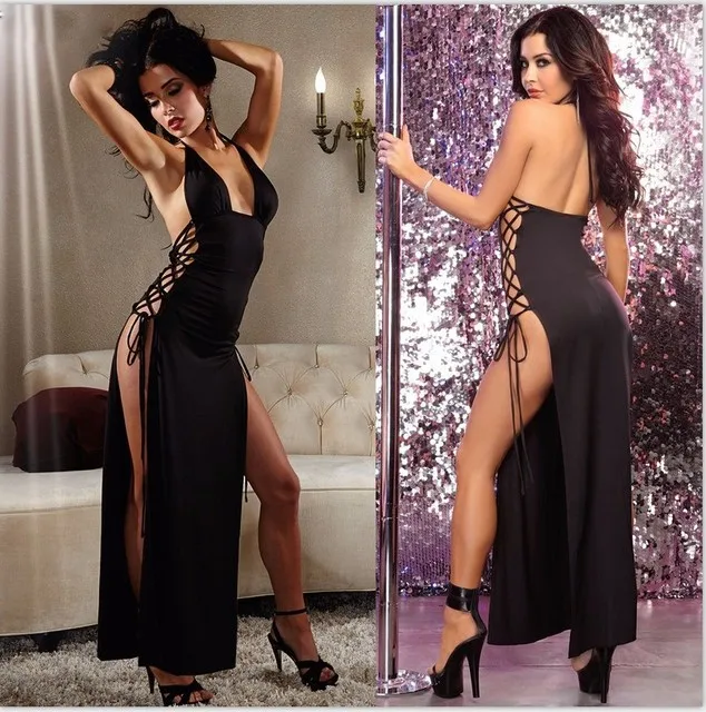 Sexy Babydoll Lingerie Long Skirt Erotic Transparent Dress Sensual Woman Underwear Porno Sex Outfits Dresses Nightdress