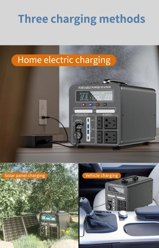 High-quality 1000-watt portable power station Lifepo4 battery solar panel generator home camper with controller view 6