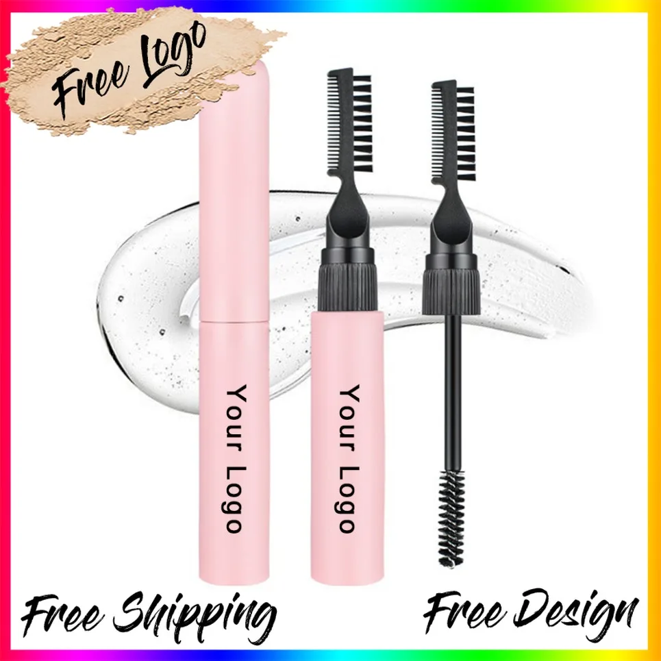 Vegan Makeup Double Ended Brow Gel With Comb Private Label Strong Hold Clear Wild Eyebrow Styler Custom Logo