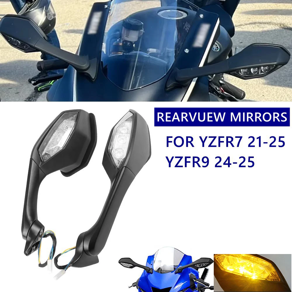 

For Yamaha YZFR7 YZF-R7 21-25 YZFR9 YZF-R9 24-25 Motorcycle Rearview Mirrors Rear View Mirror Turn Signal Light YZF R7 YZF R9