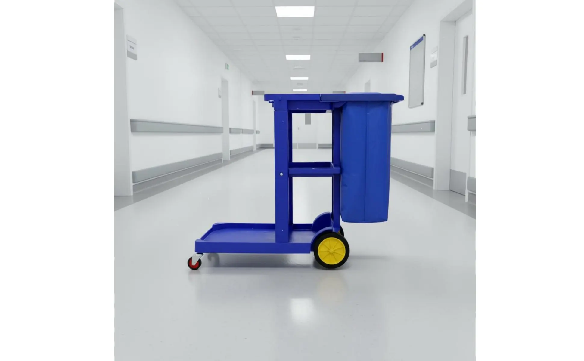Professional Cleaning Trolley Large Capacity Janitorial Cart with Bag Multi-Shelf Utility Cart Sturdy Duty for Housekeepers