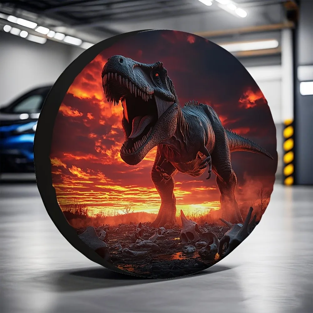 Tyrannosaurus Rex Print Spare Tire Cover Durable Polyester for SUV Trailer Camping Road Trip