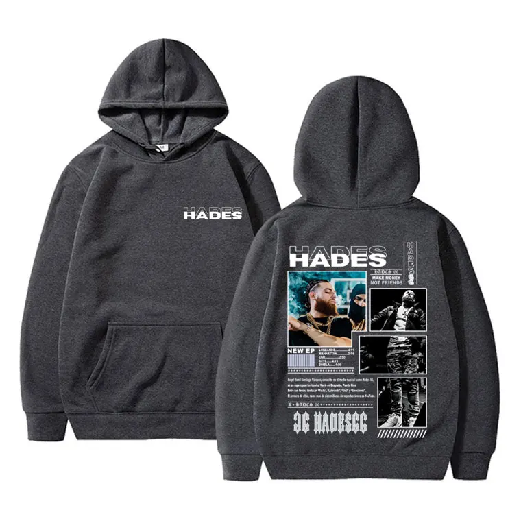 Rapper Hades 66 Make Money Not Friends Double Sided Print Hoodie Men Fashion Hip Hop Hoodies Men's Fleece Oversized Sweatshirt