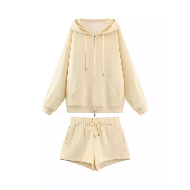 Lässige, lockere, stilvolle Kapuzenjacke mit Reißverschluss, Damen-Sweatshirt, Strickjacke, Kapuze, Herbst, faule Streetwear, Oberbekleidung, trendig, gemütlich, vielseitig