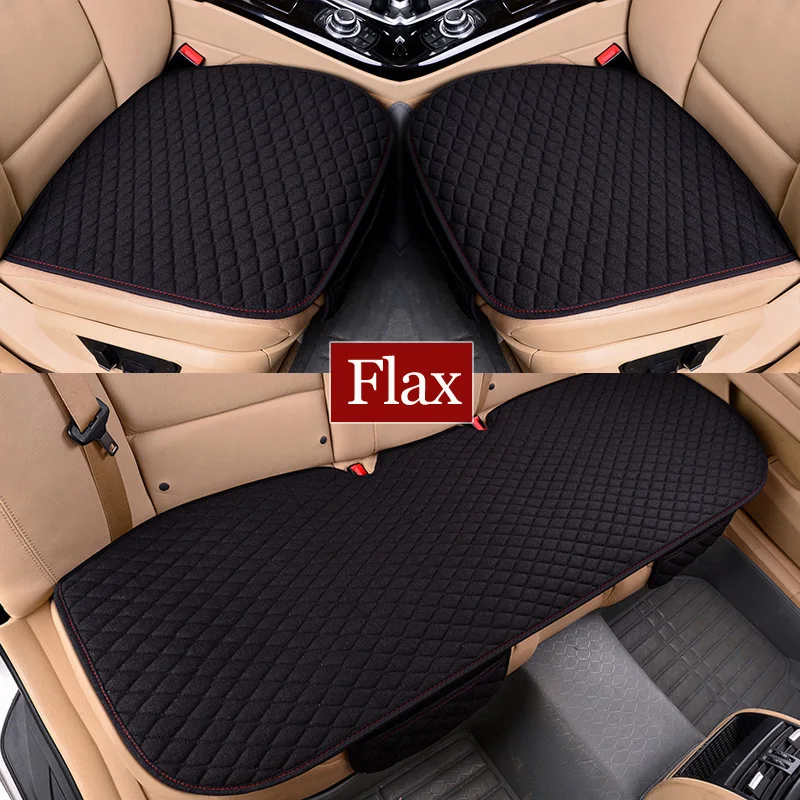 Universal Flax Car Seat Cover For Four Seasons Front Rear Linen Fabric Cushion Breathable Protector Mat Pad Auto Accessories