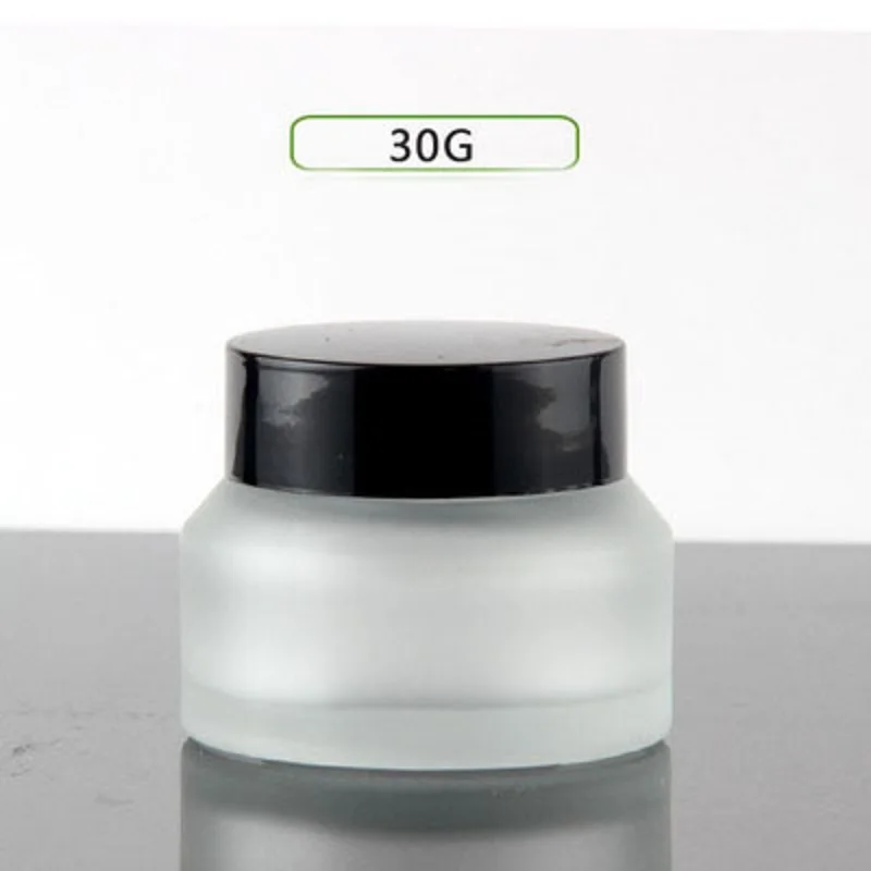 

30G frosted glass jar black lid essence/eye gel /day night cream/moisturizer/lip hyaluronic acid cosmetic packing glass bottle