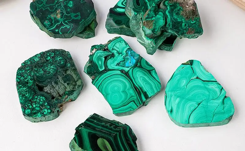 Natural crystal malachite slices rough polished ornamental stones geological science specimen collection ornaments  for Home