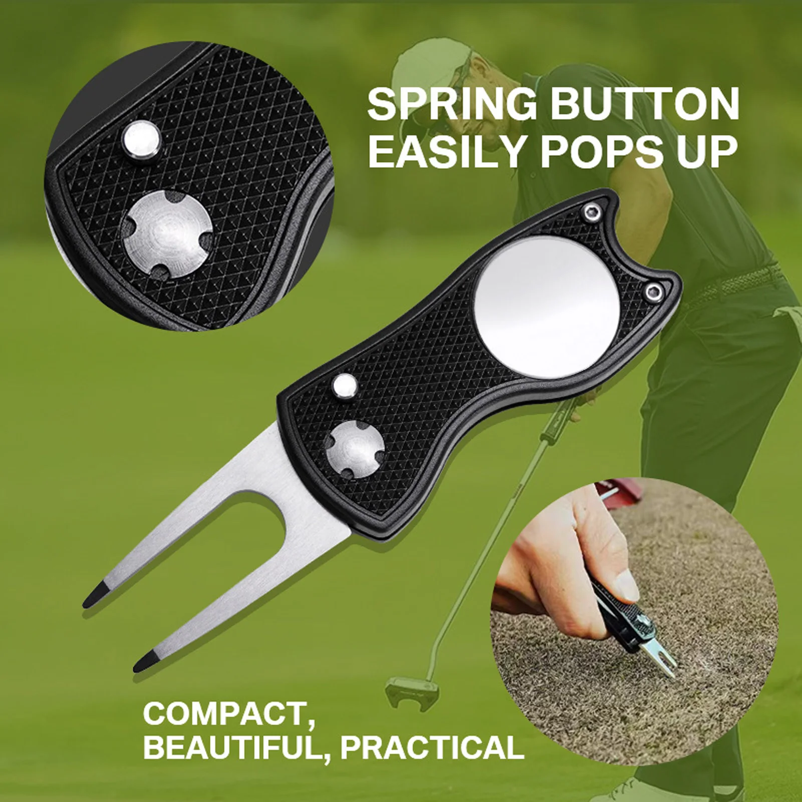 Towel for Golf Bag  Cleaning Tool Set Buckle Design  Towel Double Sided  Brush Foldable  Divot