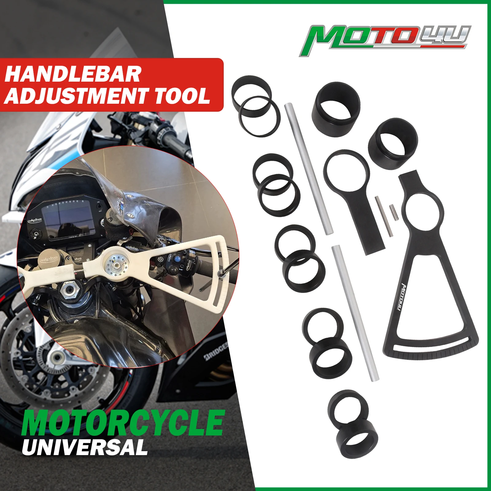 41MM/43MM/45MM/47MM/50MM/55MM MOTO4U Motorcycle Aluminum Handlebar Alignment Adjust Tool Clip On Bar Handlebar Angle Ruler Tools