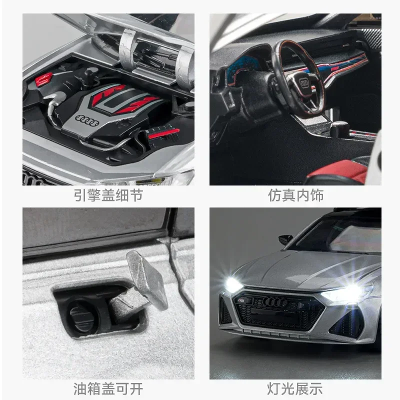 1:24 Audi RS6 TRAVEL EDITION High Simulation Diecast Metal Alloy Model car Sound Light Pull Back Collection Kids Toy Gifts F547