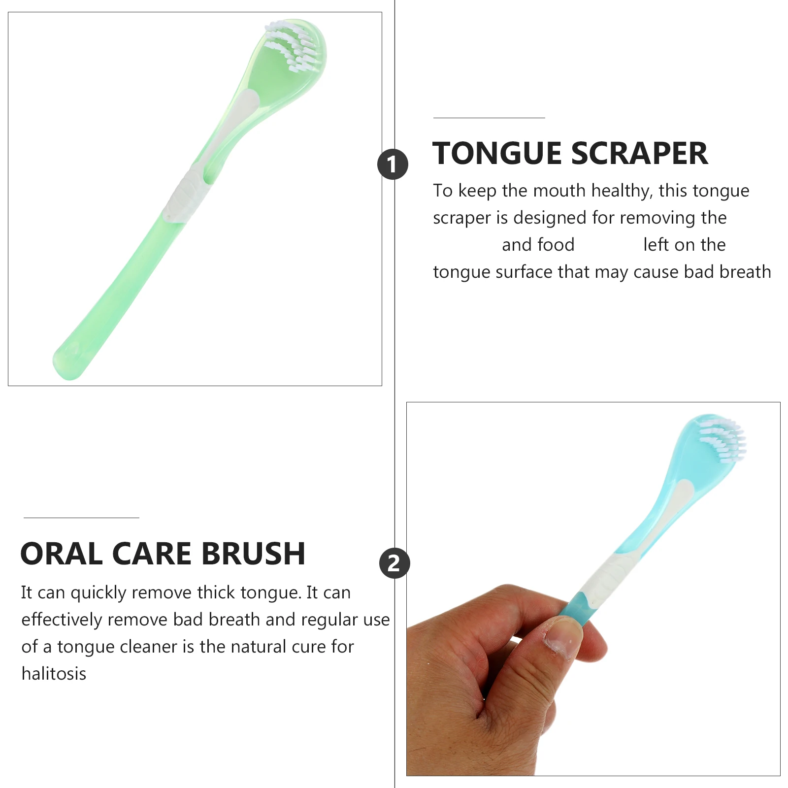 

2pcs Tongue Brush Cleaner PP Material Adult Oral Care Scrapers Tongue Coating Remover Breath Freshener Durability Healthy Design