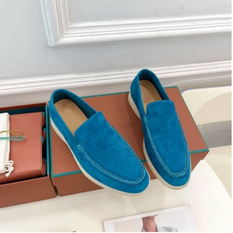 

2024 classic couples leather soft soles with flat soles casual shoes lazy loafers loafers men's shoes ladies' large single shoes