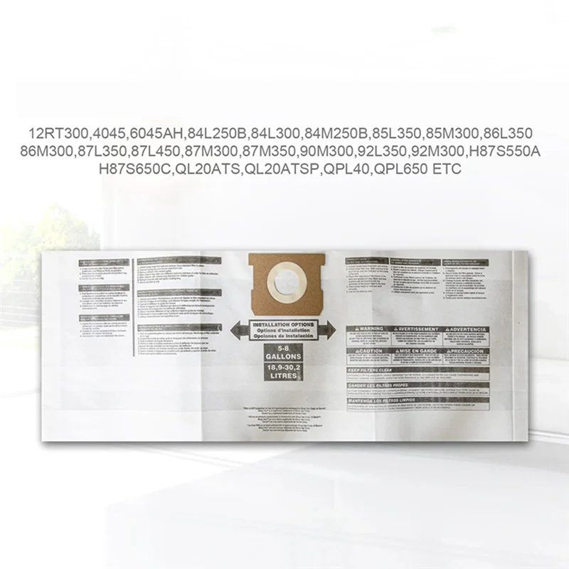 L65A 14 Pcs Universal Dry Vac Dust Bag 5 to 8 Gallon Vacuum Cleaners for Shop Vac 5-8 Gallon Ridgid VF Dust Bags