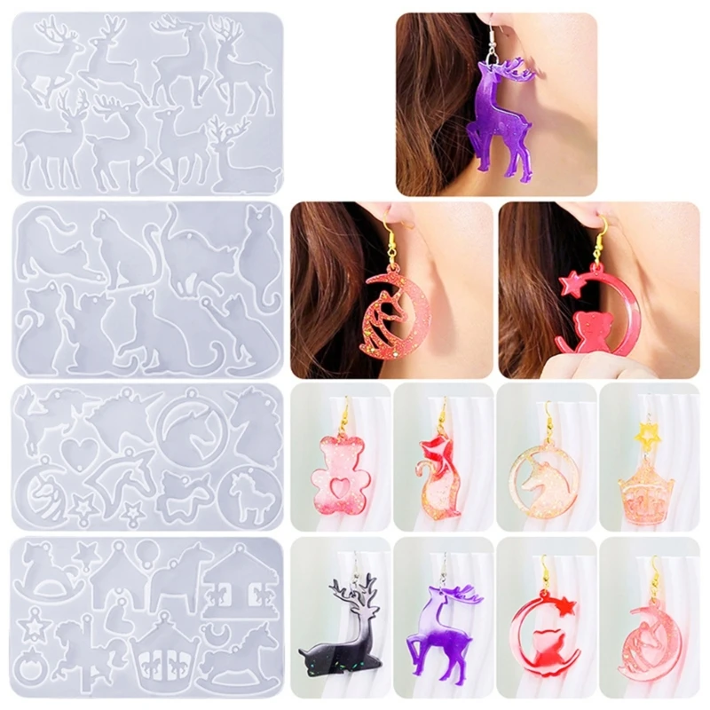 DIY Earrings Silicone Mold Ear Drops Crystal Epoxy Resin Mould Irregular Ear Rings Jewelry Making Tools Party Accessory