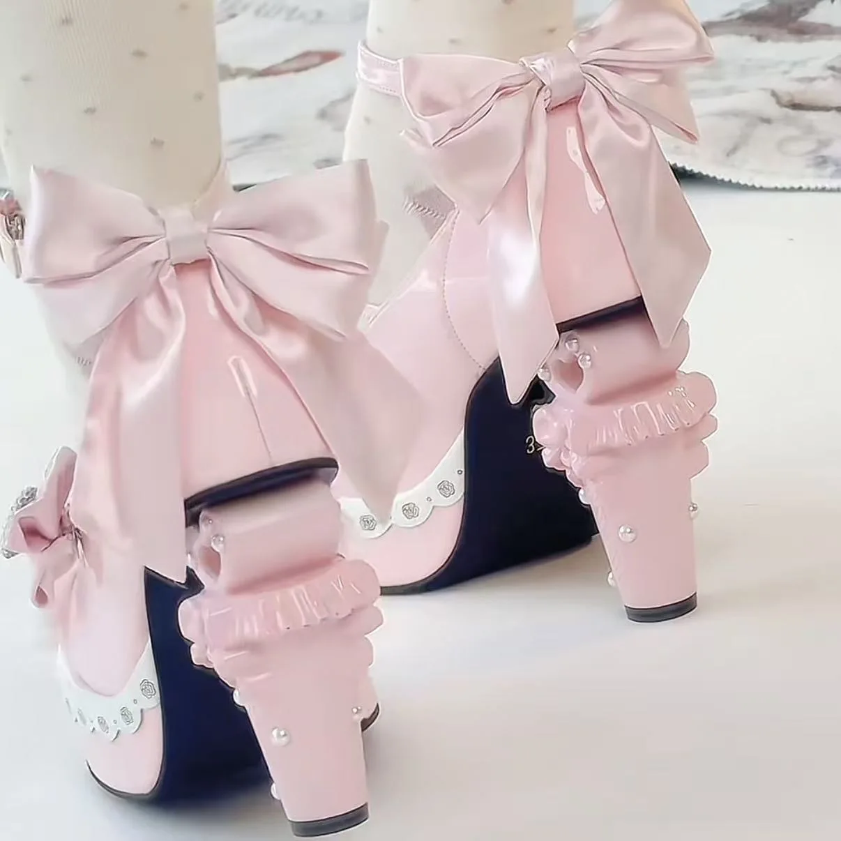 Original Design Large Size Lolita Shoe round Head Unique Heel Mary Janes Fashion Single Women's Shoes Comfortable All-Season ...