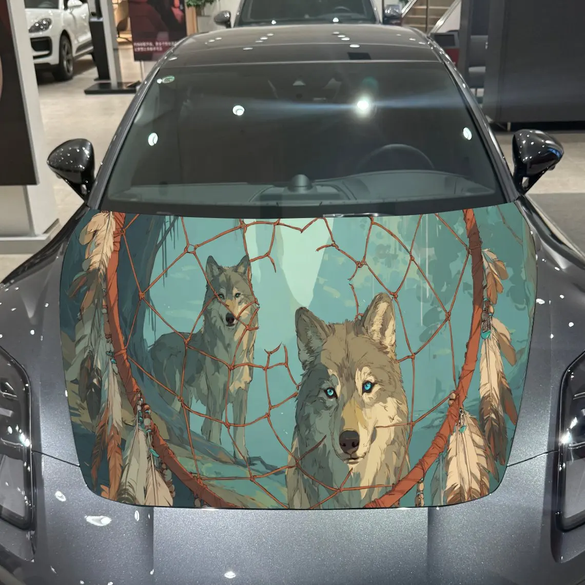 

Духовный волк, эстетическое исследование, ПВХ, обертывания на капот автомобиля, самоклеящаяся водонепроницаемая наклейка на капот автомобиля, украшение автомобиля Prote