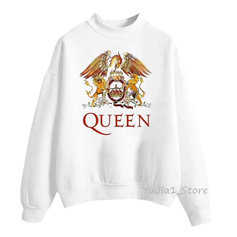 

2023 Fashion Vintage Queen Band sweatshirt Freddie Mercury print hoodies women white hip hop rock hoddies gothic clothes Tops