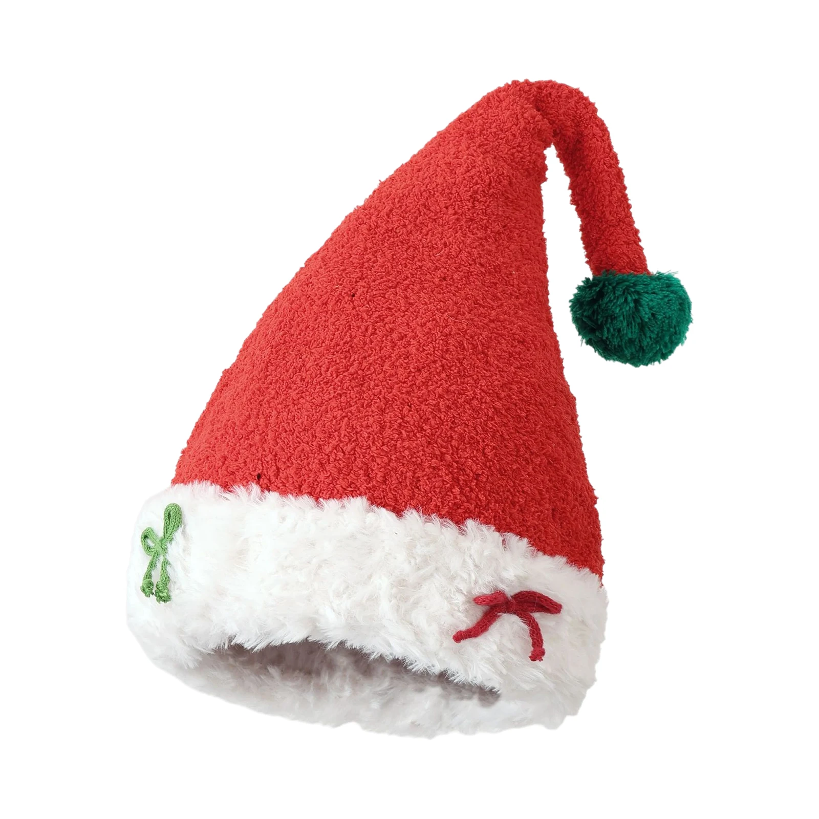 1 قطعة قبعة عيد الميلاد القطيفة حفلة كرنفال اليومية التباين اللون تصميم Pompom سميكة قبعة عيد الميلاد الدافئة للنساء حفلات المهرجان #2