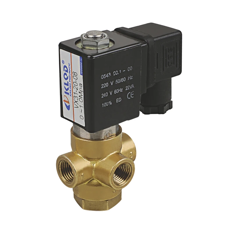Detalle 1 de Electroválvula Vx31 Direct Acting Two Position Three Way Solenoid Valve Brass Standard Control Water Oli Vacuum Plastic General ZG1/8 ZG1/4 Agua y vapor