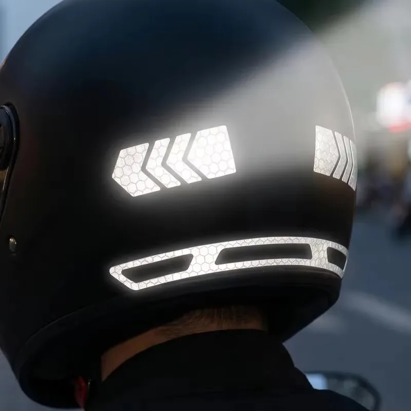 2-10Sets Helmet Warning Reflective Stickers Night Safety Driving Accessories Fluorescent Decorative Sticker Motorcycle Decal