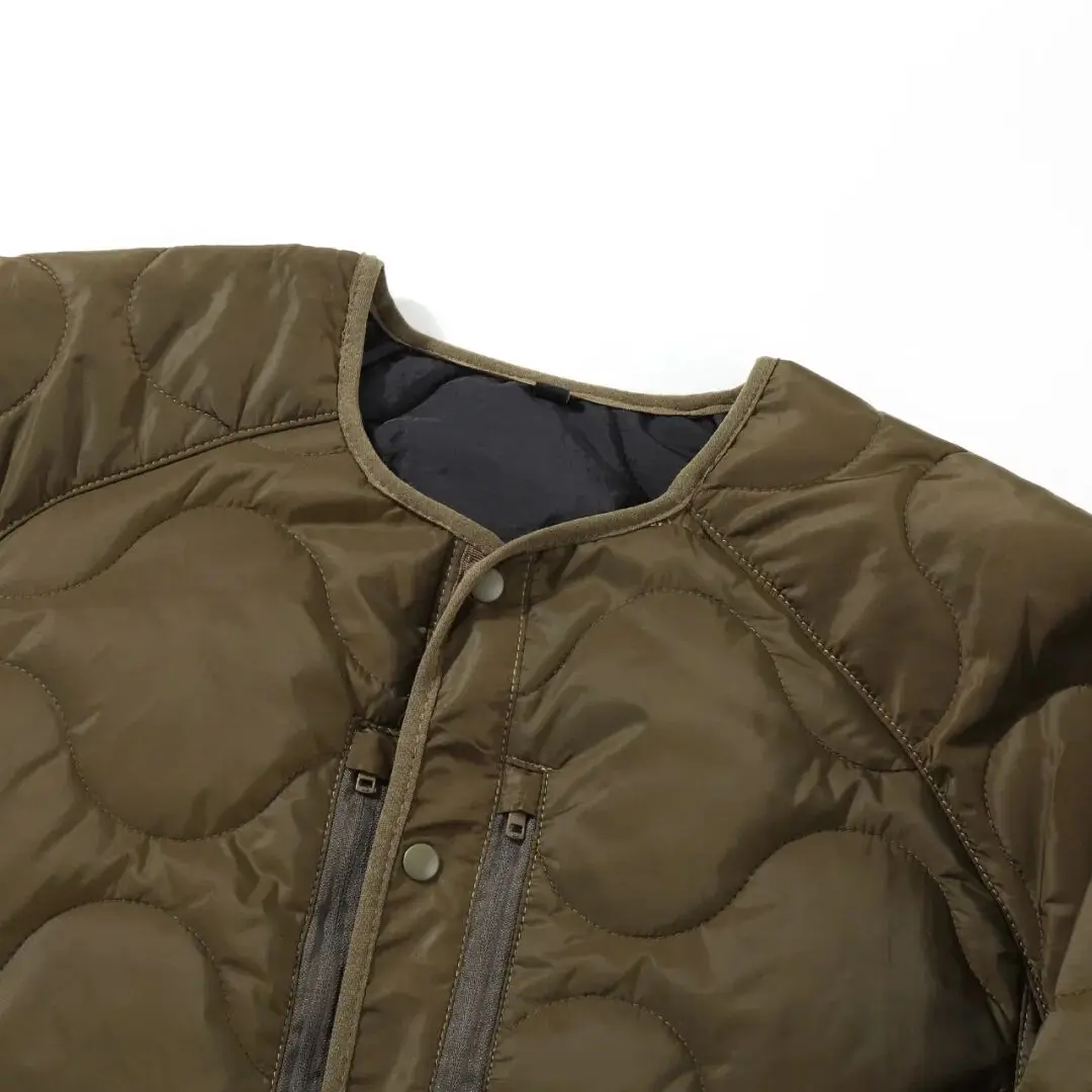 Lightweight Warm Japanese Style Casual Outdoor Windproof Cotton Jacket Stuffed Sewing Collarless Coat for Men Autumn Winter