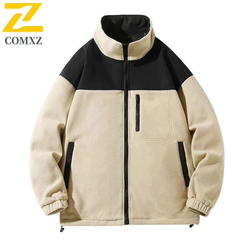 سترة COMXZ Commute Office للرجال، معطف سميك مقاوم للبرد، ياقة واقفة ممتازة، لون سادة، ملابس شتوية خفيفة الوزن