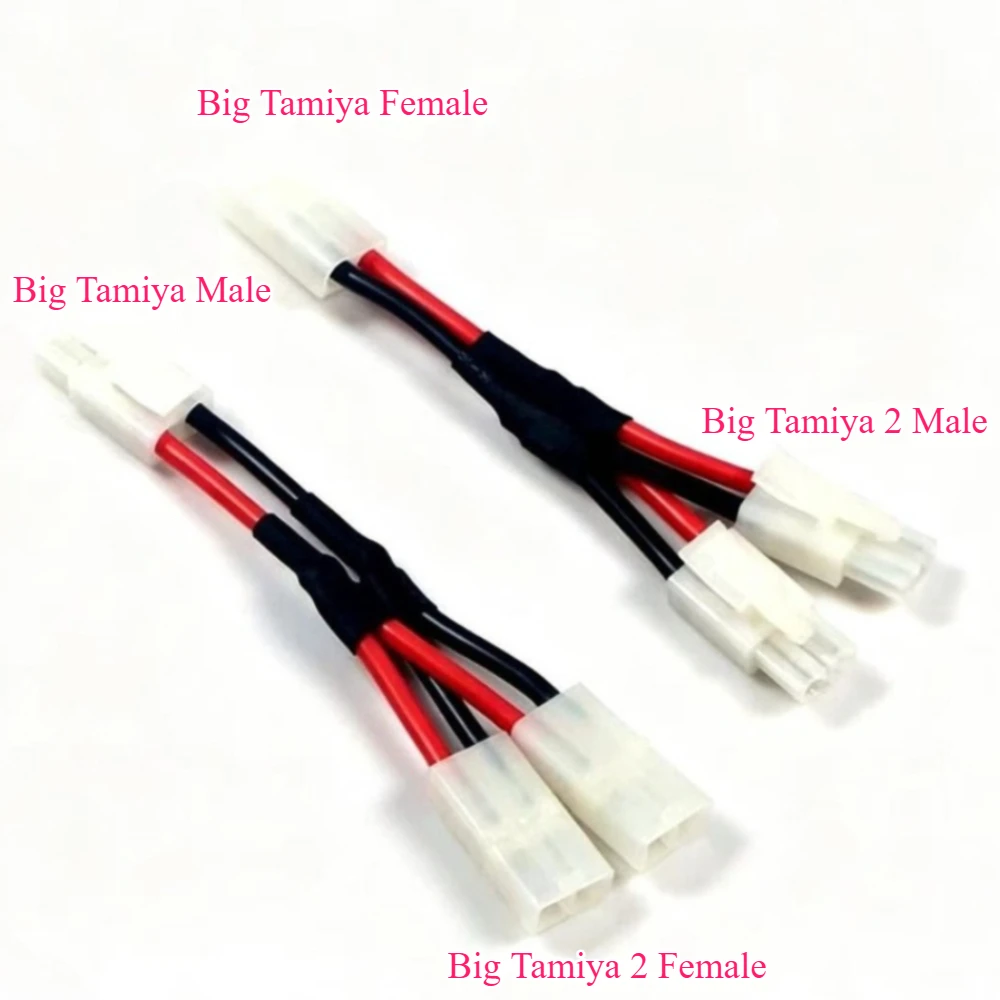 2Pcs/lot Big Tamiya Male Female 1 To 2 Parallel Battery Adapter Connector With 14AWG Silicone Wire Cable 10/20CM For RC Hobby