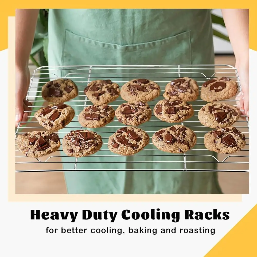 New Stainless Steel Cooling Rack Smooth Edge Easy to Clean BBQ Rack Dense Wires Grill Rack Drying Cake Cooler