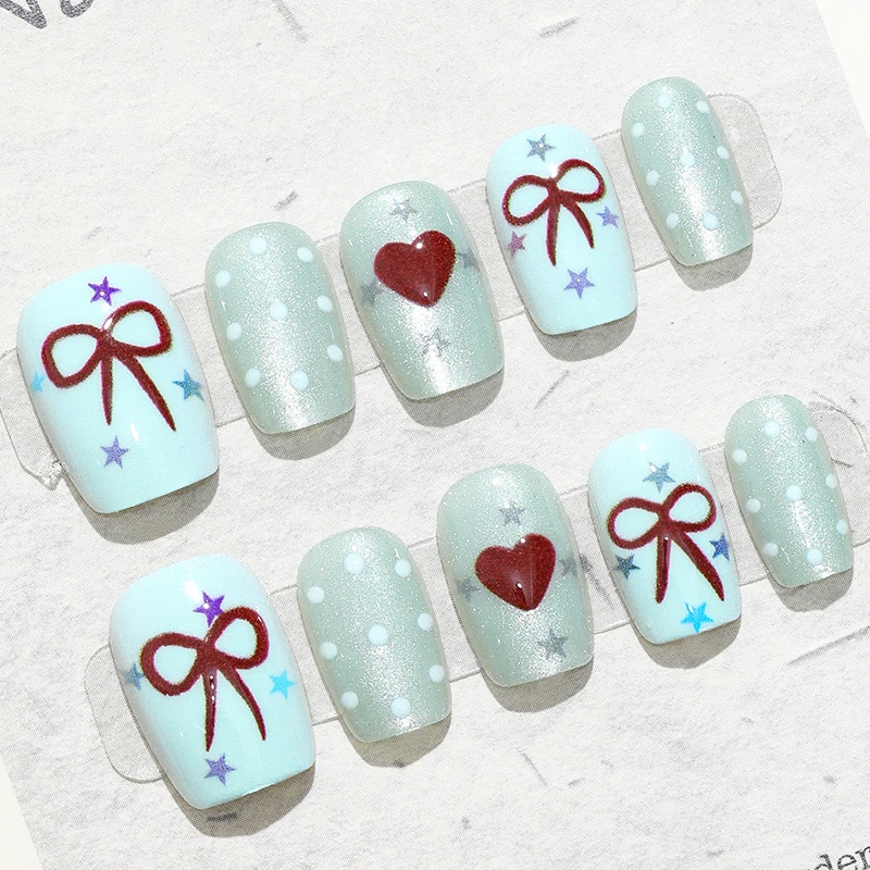 10Pcs Kuku Palsu Gaya Korea un - Nail Art Eye Cat ulasan dan harga