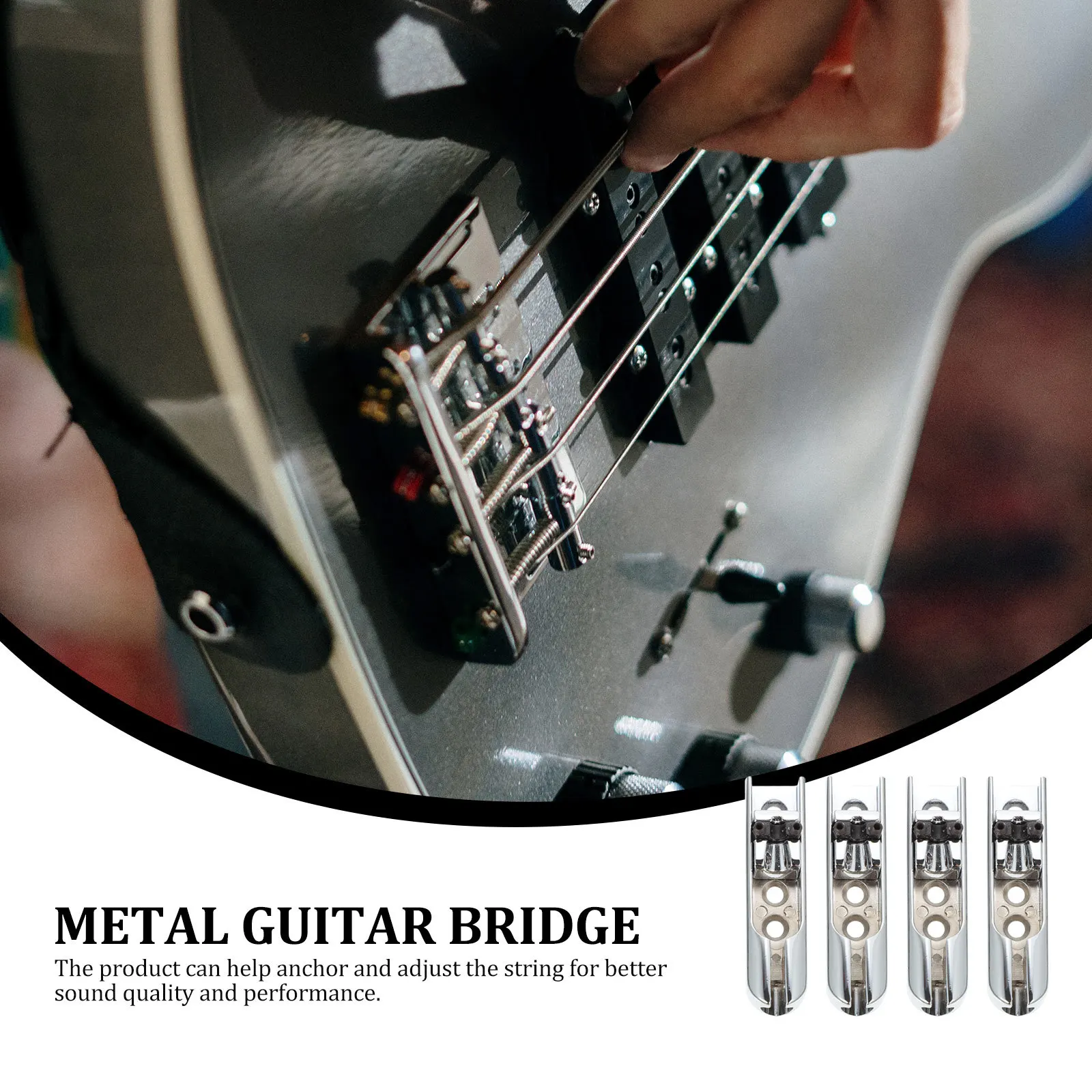 

4Sets Metal Guitar Bridge Saddle Durable Bass Bridge Replacement Parts for Electric Guitar Musical Instrument Repair