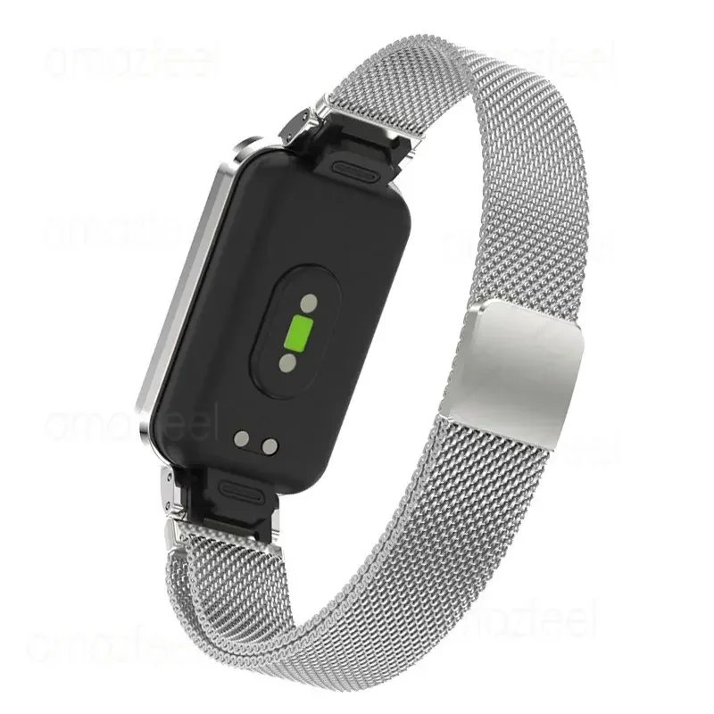 Magnetic Loop Strap For Xiaomi Smart Band 8 Active Watchband Case Protector Luxury Metal Wristband For Mi Band 8 Active Bracelet